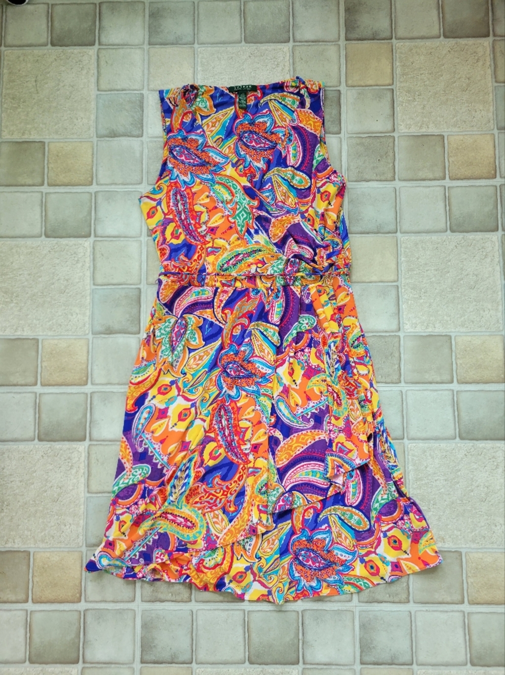 Lauren Ralph Lauren Women's Large Floral Paisley Faux Wrap Multicolor Dress